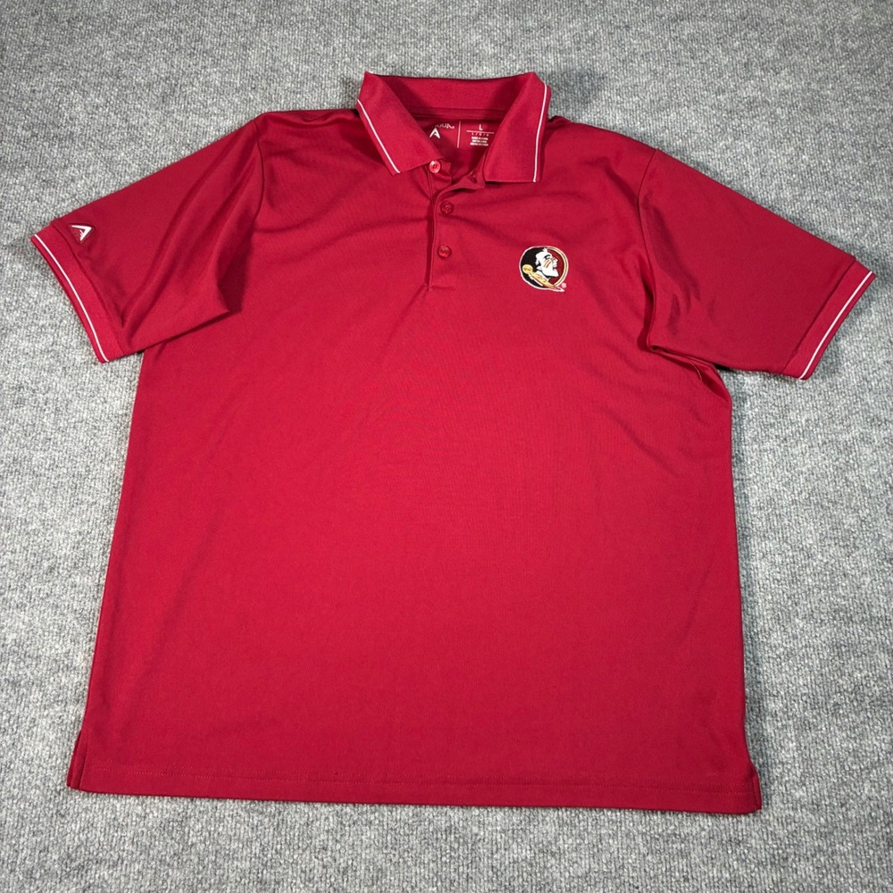 Antigua Florida State Seminoles Polo Shirt Mens L Red FSU Embroidered NCAA Golf